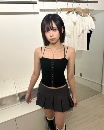 【LOVELIST獨家配搭2件套$368】Restrained 小眾感排鈎修腰平口Croset Top套裝