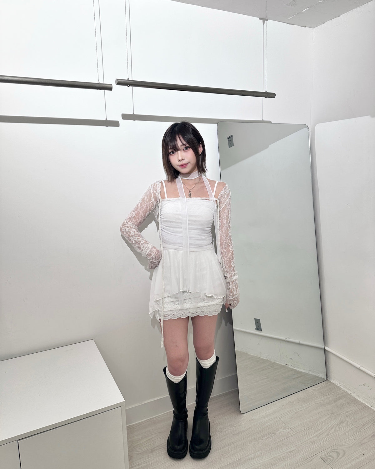 【Halloween 1＋1＋1 3件套$599♡𓈒𓏸︎︎︎︎ Twinkle Fairy 網紗+ Daisy in Black蕾絲不規則可拆式綁帶短版外套＋Pure Musk 蕾絲包臀裙】