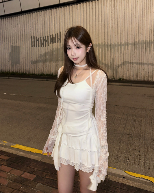 【韓式疊穿入門】不規則垂墜飄帶吊帶Padded Top