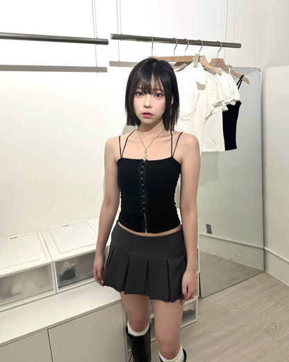 【LOVELIST獨家配搭2件套$368】Restrained 小眾感排鈎修腰平口Croset Top套裝