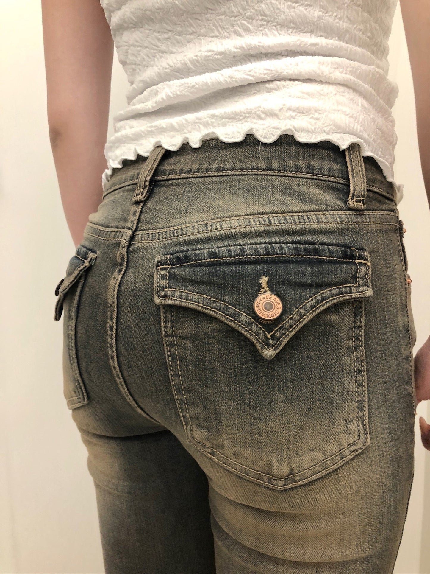 【打造蜜桃臀🍑♪ 日常百搭必入】Vintage Graphite 石墨水洗挺身明線喇叭褲