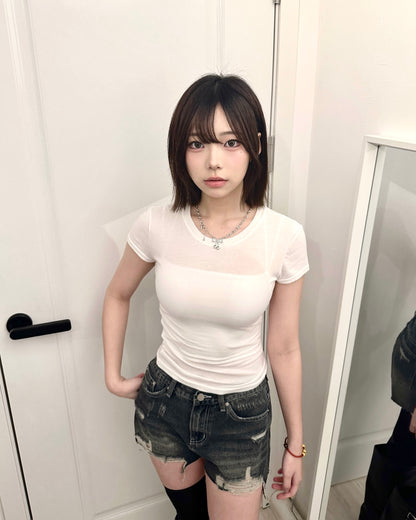 【夏日人氣必備🔥 Asepa Karina同款】Vintage磨爛邊高腰A字牛仔短褲