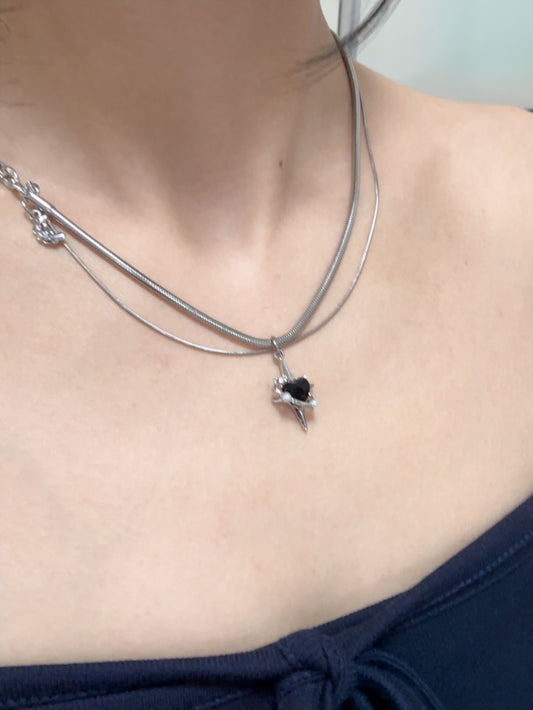 Sliver Heart Layering Necklace