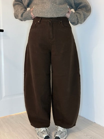 【日常百搭闊褲Pick♪】Forerver豹紋刺繡闊身彎刀褲