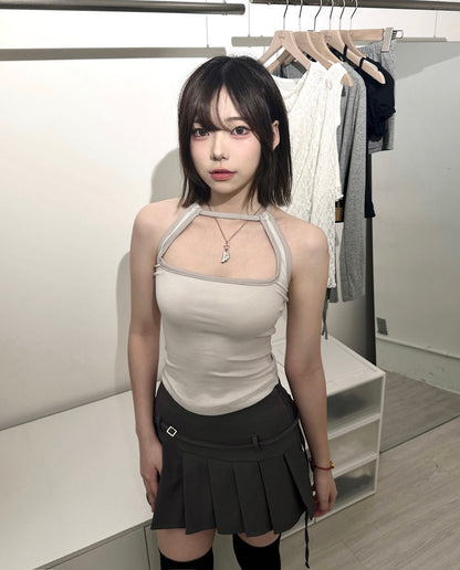 【極顯身材小性感｜3 Ways 綁法】Untamed Girl 純慾拼色修腰繞頸綁帶背心