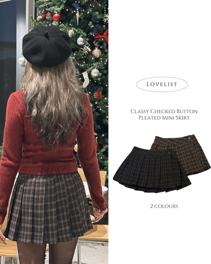 Classy Checked Button
Pleated Mini Skirt