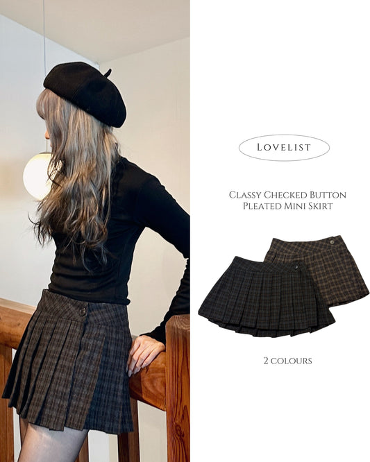 Classy Checked Button
Pleated Mini Skirt