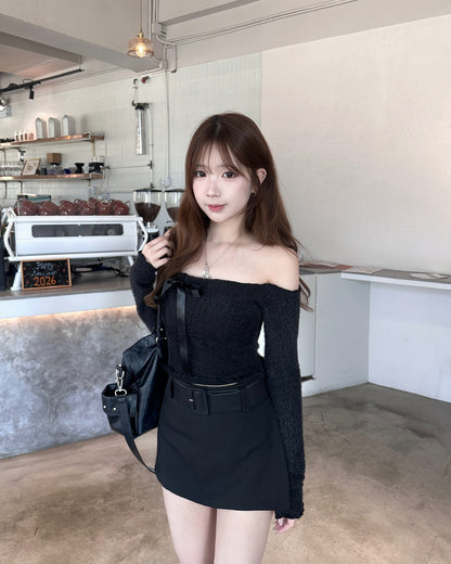 【A-line/ 包臀/ 側開衩3 in 1♡極推此裙】Minimalist 方扣腰帶高腰雙拉鍊西裝短裙