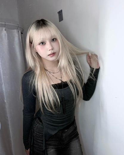 【韓式芭蕾舞風疊穿🩰氣質顯身材3 in 1】Soft Spoken 側開叉垂墜吊帶U領Top