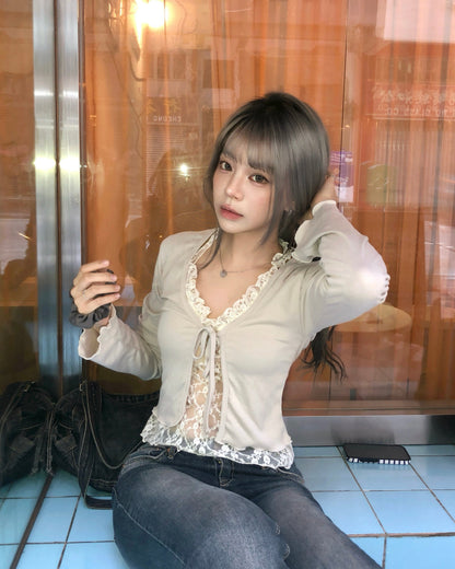 【Lovelist OOTD獨家穿搭-$40】Serenade半透視蕾絲假兩件Top＋Airy Lightness飄逸雪紡透紗吊帶Top Dress