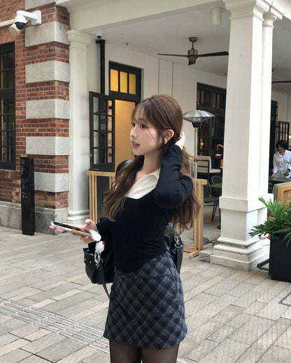 【拜年見家長❤️穩取好印象首選】韓系知性風】Office Siren 顯瘦假兩衫裇衫 Top