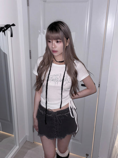 【豹紋穿搭入門級】Wild Cat破爛感豹紋交叉綁帶Mini Skirt
