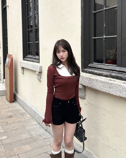 【冬日必備❄️日常百搭款】Sliver Pin燈芯絨A字短褲