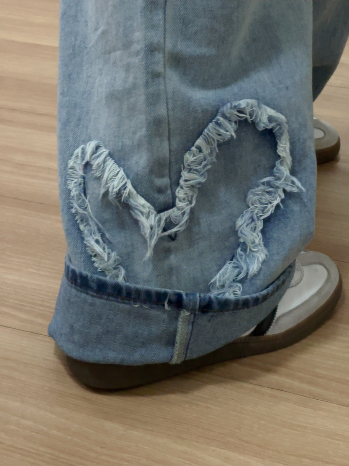 Damaged Heart Wide Denim