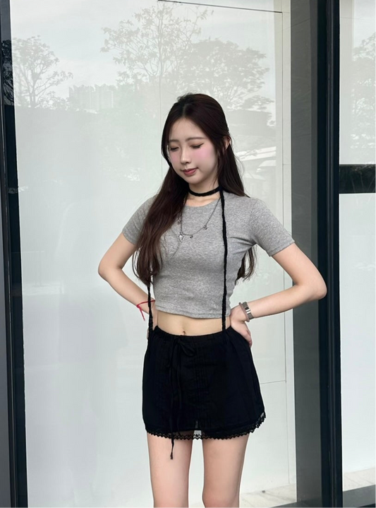 【韓網熱賣同款】Clean Fit顯身材Basic Crop 棉質Tee