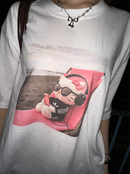 韓系Hello咪咪 Sunbathing慵懶Oversized Tee