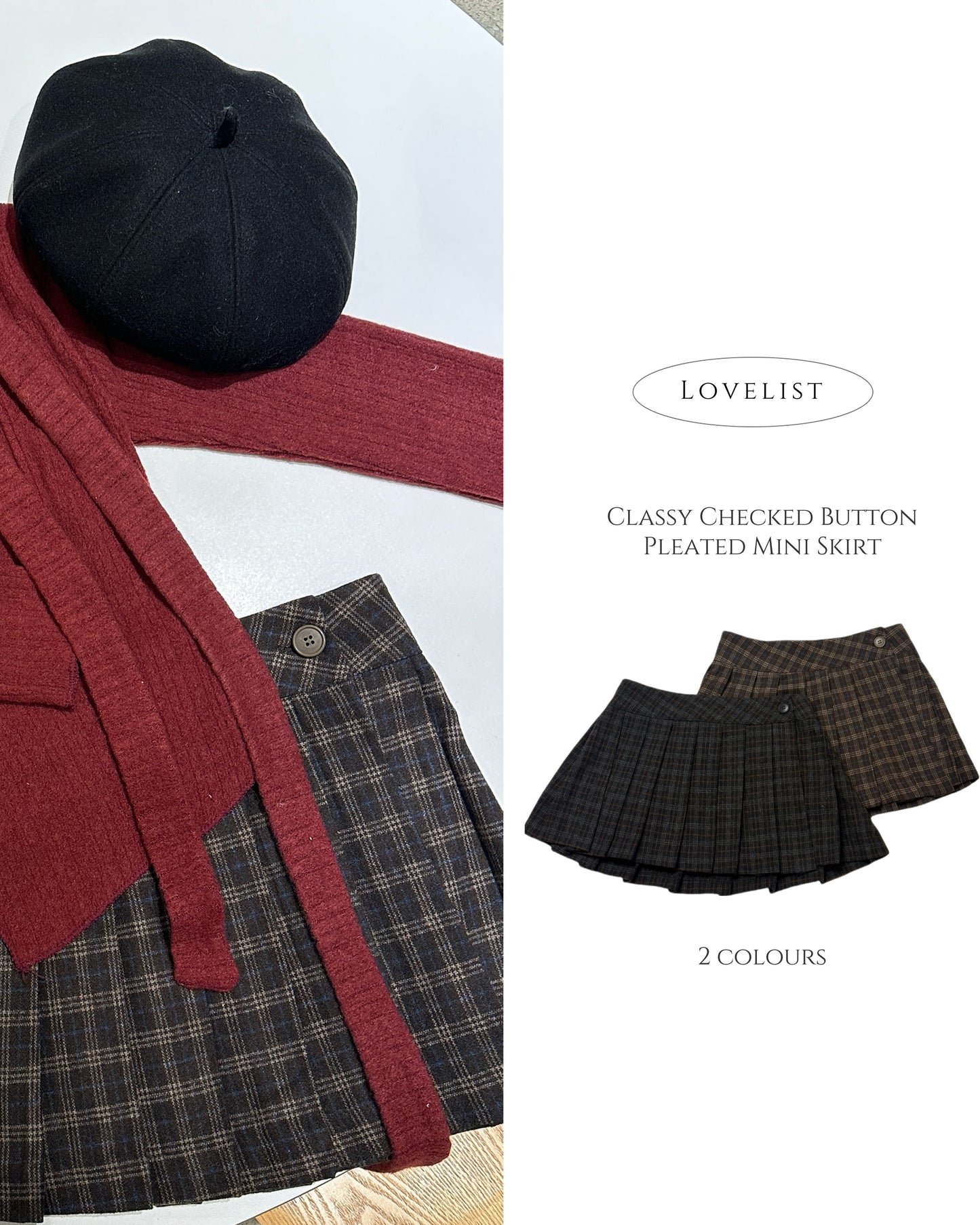 Classy Checked Button
Pleated Mini Skirt