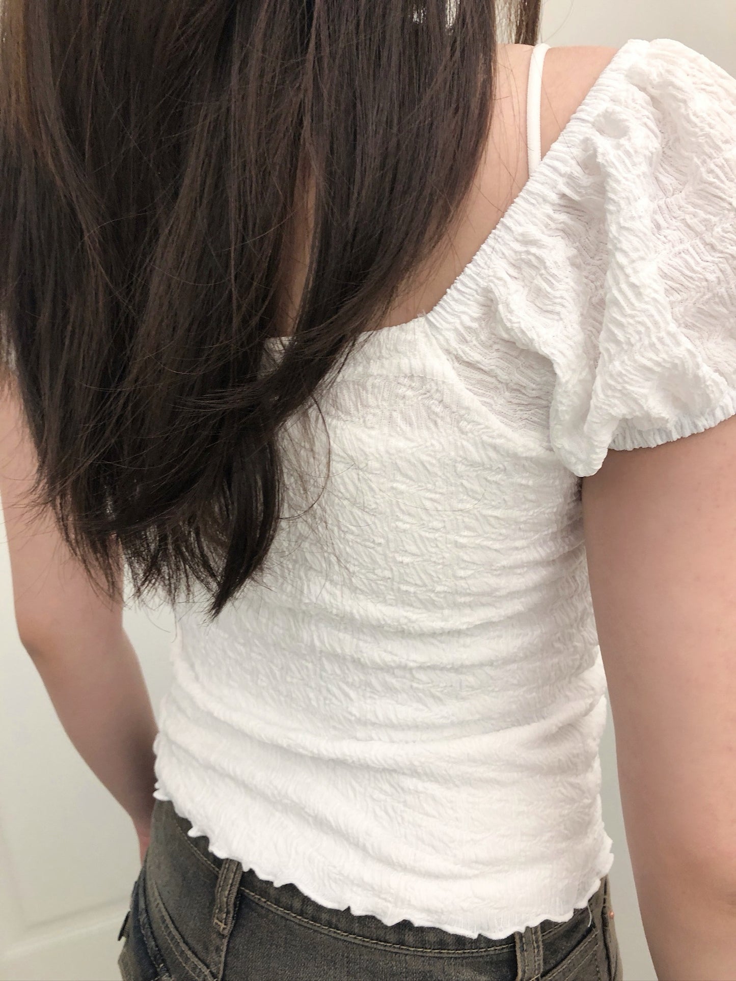 【約會Dating必備單品｜ 附送甜美氣質Lace Muffler】Cherubic 蕾絲方領蝴蝶結泡泡袖Top