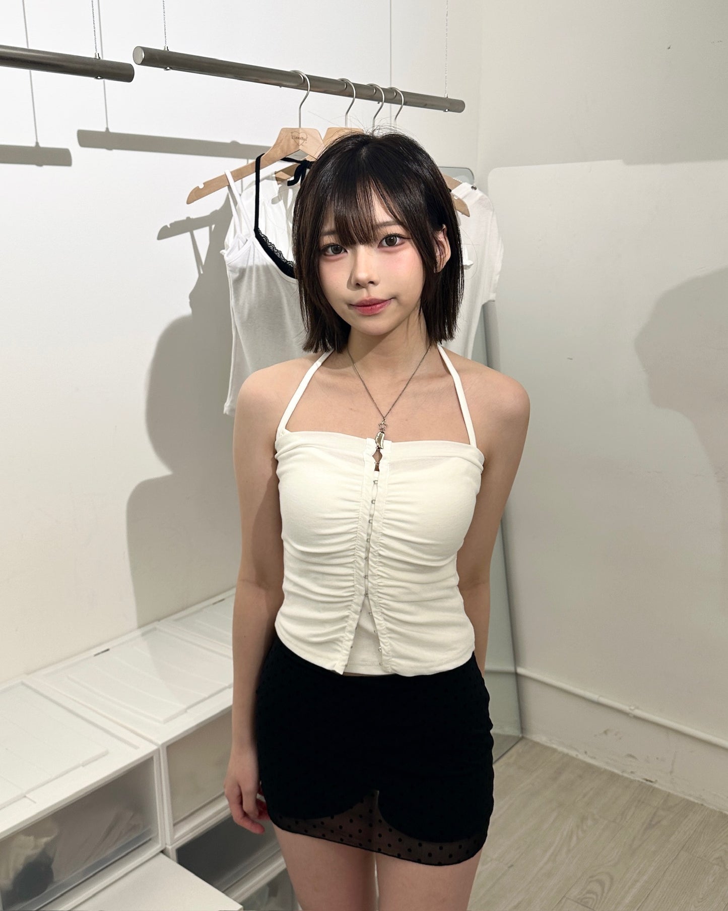 【LOVELIST獨家配搭2件套$368】Restrained 小眾感排鈎修腰平口Croset Top套裝