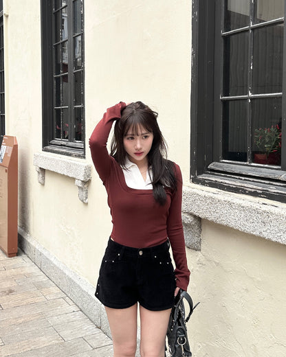 【拜年見家長❤️穩取好印象首選】韓系知性風】Office Siren 顯瘦假兩衫裇衫 Top