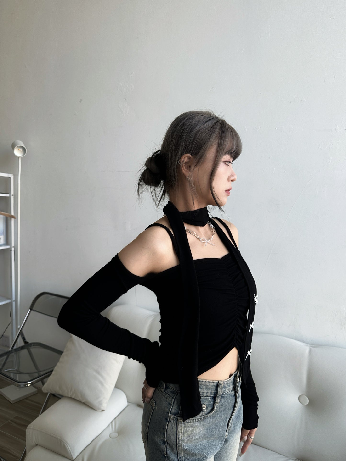 Bowknot Muffler Set Mochi Top