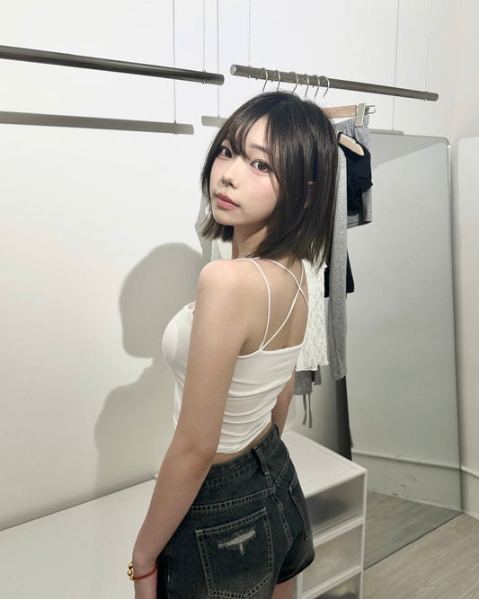 【日常必備百搭打底｜ 疊穿Must Have】純色吊帶交叉平領可拆式Bra Top背心