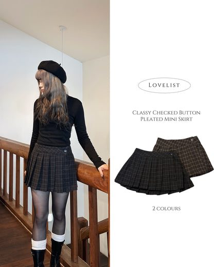 Classy Checked Button
Pleated Mini Skirt