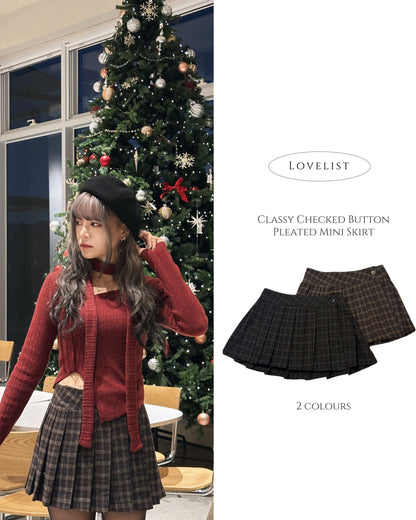 Classy Checked Button
Pleated Mini Skirt