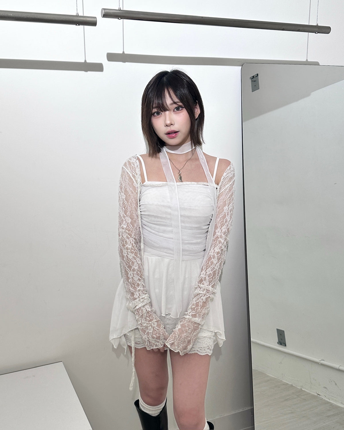 【Halloween 1＋1＋1 3件套$599♡𓈒𓏸︎︎︎︎ Twinkle Fairy 網紗+ Daisy in Black蕾絲不規則可拆式綁帶短版外套＋Pure Musk 蕾絲包臀裙】