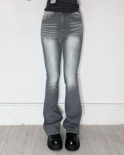 【紙片人顯瘦喇叭褲☑️新增顏色】Earl Grey Washed Bootcut Denim淺灰水洗刷白喇叭褲