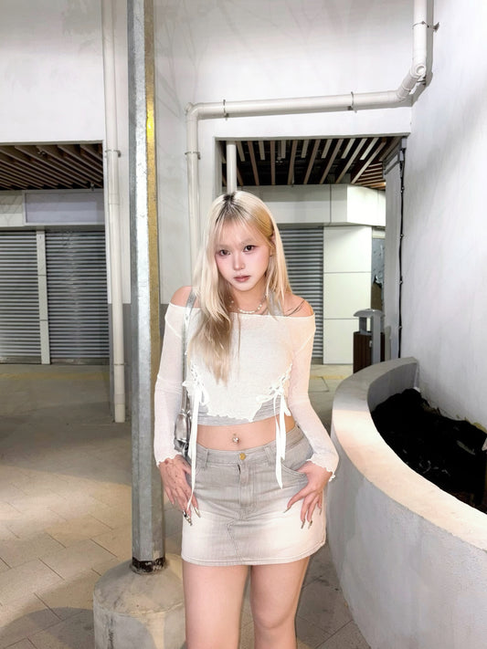 Angel Blessing 交叉蝴蝶結絲帶 薄針織ver. Top