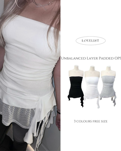 【韓式疊穿入門】不規則垂墜飄帶半身抹胸Padded Dress