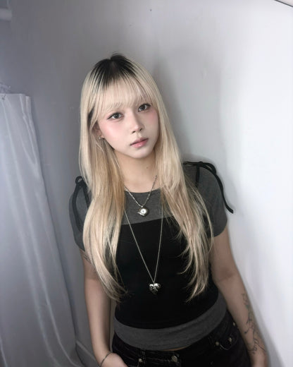 【韓系夏日疊穿CP值套裝｜ 日常Daily必入】Soft Monochrome 甜美雙肩綁帶蝴蝶結背心 x 寬鬆棉質 T-Shirt 2件套