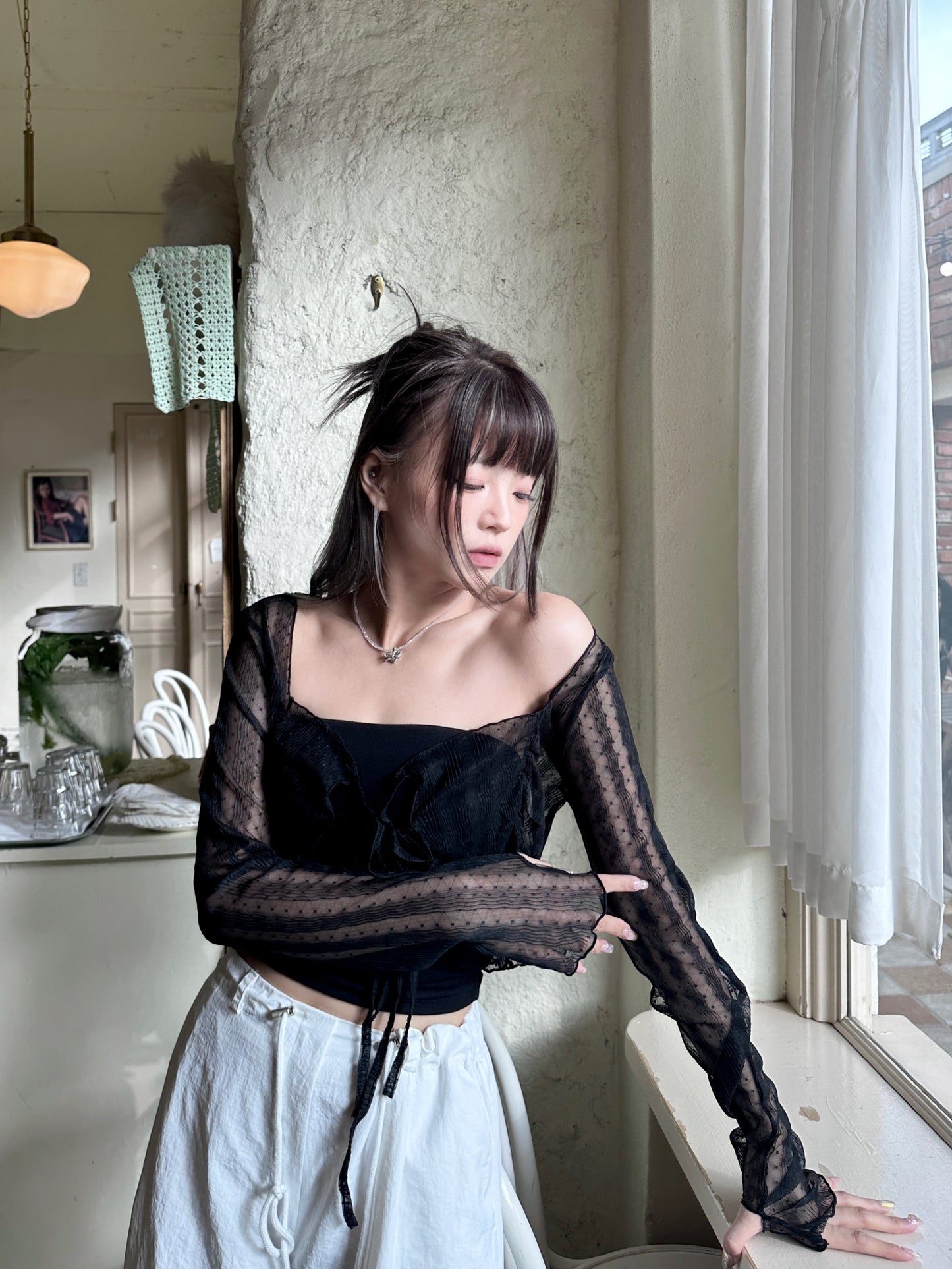 Something Sheer See-through Ribbon Cardigan