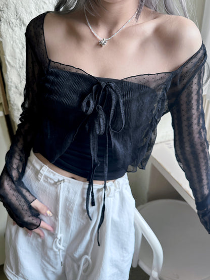 Something Sheer See-through Ribbon Cardigan